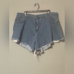 Fashion Nova Blue Jean Shorts Distressed Raw Hem